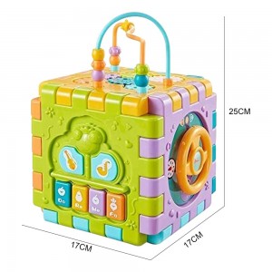 Arkmiido Activity Cube Center for Kids Educational Toys with Musical Piano, Bead Maze, Shape Matching, Steering Wheel and Wheel Gear