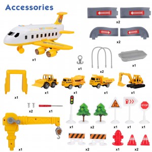 Construction Toys Set with Transport Cargo Airplane,Kids Airplane Toy with Sound and Light,Including Construction Educational Vehicles Car Toys and Large Play Mat,Gifts for 3+ Year Old Boys and Girls