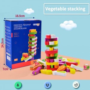 Arkmiido Wooden Stacking Board Games with Fruit and Colours Tumble Tower Game Toy 54 Pieces for Kids Board Game for Girls Boys,Educational Toy