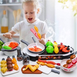 Arkmiido Kids Play Kitchen Set Toys – Pretend Play Toy Kitchen – Toddler Kitchen Set BBQ Play Set 69pcs