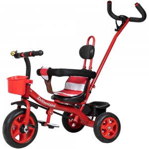 LBLA Baby Tricycle with Safety Guard and Push Bar,Kids Trike with Mat for Girls Boys Stylish (Red)