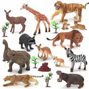 LBLA Safari Animals Figures Toys 18 Piece, Realistic Wild Zoo Animal Figurines, Plastic African Jungle Animals with Tiger, Lion, Elephant, Giraffe Educational Playset for Toddlers Kids Boys Girls