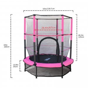 Kids Trampoline, 55” Mini Trampoline for Kids with Enclosure Net and Safety Pad, Heavy Duty Frame Round Trampoline with Built-in Zipper for Indoor Outdoor