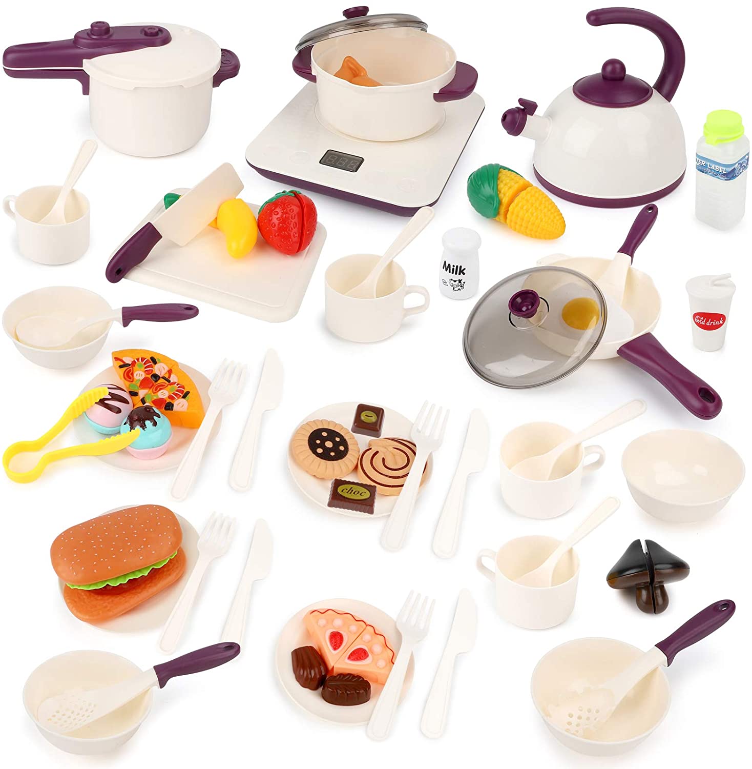China wholesale Wooden Toys For Toddlers - BeebeeRun Kids Kitchen Pretend Play Toys 61PCS Cooking Set for Toddlers Cookware Pots and Pans Playset, Cooking Utensils, Toy Cutlery, Cutting Play Food ...