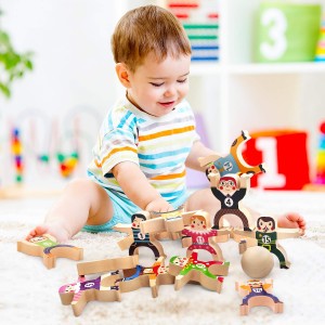 Ealing 16 Pieces Wooden Hercules Balancing Blocks Stacking Toys Games,Educational Toys for Toddlers for Kids 3+ as Christmas Holiday or Birthday Gift