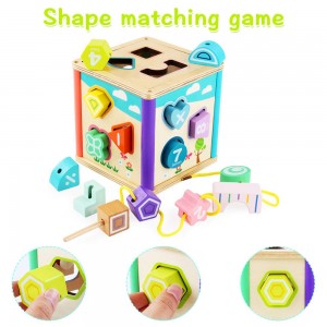 Manufacturer direct selling children’s early education benefit intelligence box Beaded multifunctional geometric building blocks paired wooden toysMZ0204