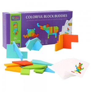Arkmiido Wooden Puzzle Teasers Toy for Kids Tangram Jigsaw Shape Colorful Blocks Game Early Educational Toys for Kids Ages 3-8 Years (21 Pcs)
