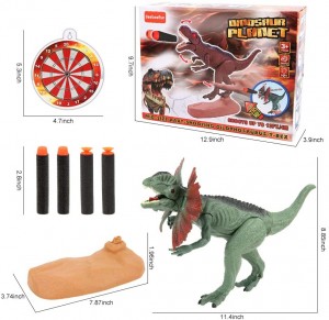 Dinosaur Toys Foam Dart Gun Dilophosaurus Realistic Dinosaur Figures Model with Roaring Sound and Lights Gift Toys for 3 4 5 6 7 8 Kids Boys Girls (Dilophosaurus Version)