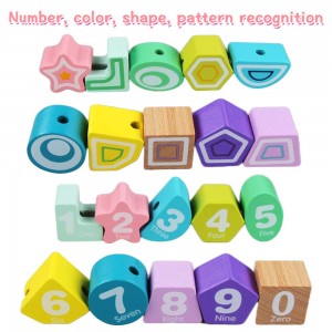 Manufacturer direct selling children’s early education benefit intelligence box Beaded multifunctional geometric building blocks paired wooden toysMZ0204