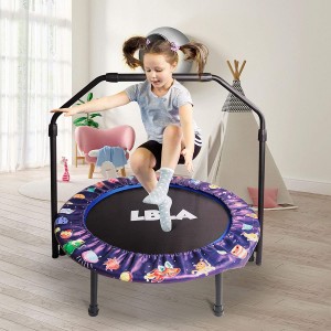 36-Inch Trampoline for Kids Mini Trampoline with Adjustable Handle and Safety Padded Cover Foldable Toddler Trampoline Indoor & Outdoor Rebounder Trampoline for Kids Play and Exercise