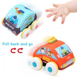 Pull-Back Vehicles Sets for Toddlers, Push and Pull Vehicles with 4 Cars Trucks Development Soft Baby Toys Gifts for 1 2 3 4 Years Girls Boys