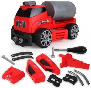 6-in-1 DIY Take Apart Fire Rescue Vehicles Models Car Toys, Fire Engine STEM Learning Toys Building Tool Play Set for 3 4 5 6 7 8 Year Old for Kids, Boys and Girls