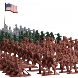 LBLA 300pcs Army Toys Soldiers Battle Group Figures Games,12 Poses Army Man Play Bucket,3 Colors Plastic Soldiers Military Playset with 3 Flags for Boys Children