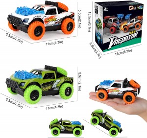 Ealing 2Pack Pull Back Toy Cars Monster Trucks Toys for Kids with Lights and Music,Friction Powered Car Toys Pull Back Vehicles ,Push and Go Cars Gift for Kids Toddlers Boys Girls
