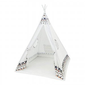 Arkmiido Teepee Tent for Kids Raw White Canvas Teepee with Windows Carry Case Foldable Children Play Tents Playhouse Toys for Baby Toddler Girls/Boys Indoor & Outdoor Playing White