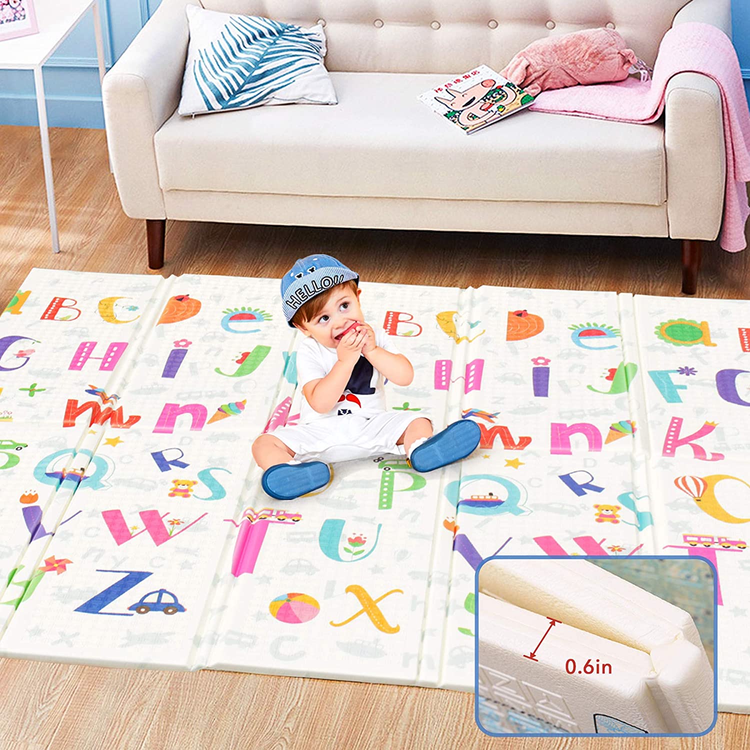 Bottom price Baby Cot And Playpen - Foldable Baby Play Mat 0.6 Inch Thick Waterproof Baby Crawling Mat 79” x 71” Extra Large Play Mats for Babies Reversible Multifunctional Mats (Letter) – E...