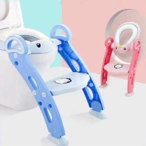 Baobei Potty Toilet Training Seat with Non-Slip Step Stool Ladder for Kids (Pink)