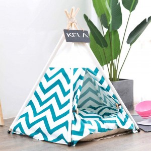 Pet Teepee Dog Cat Bed with Cushion- Luxery Dog Tents & Pet Houses with Cushion & Blackboard (Green)