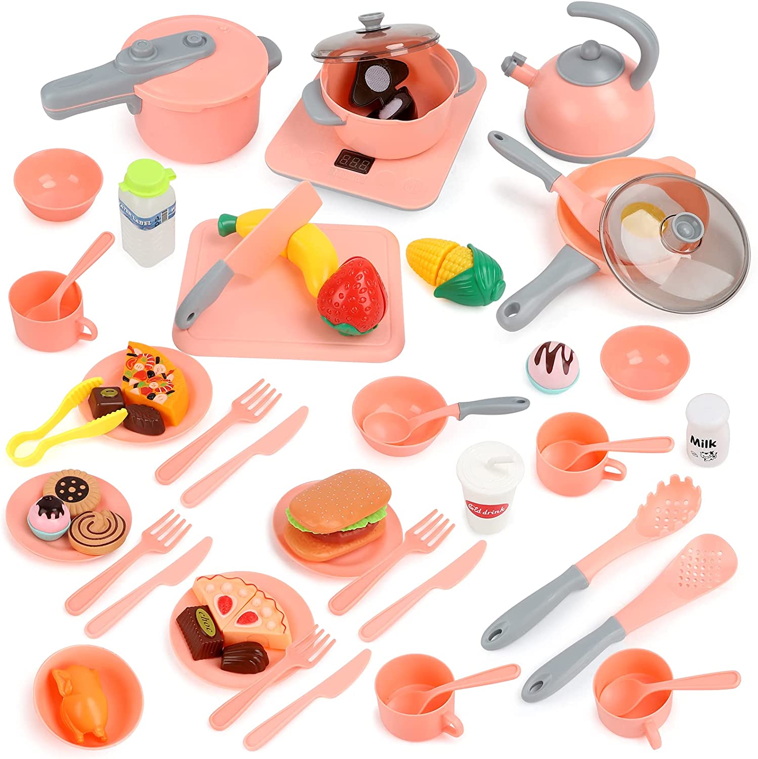 Big discounting Wooden Magic Toy - BeebeeRun Kids Kitchen Pretend Play Toys 61PCS Cooking Set for Toddlers Cookware Pots and Pans Playset, Cooking Utensils, Toy Cutlery, Cutting Play Food – ...