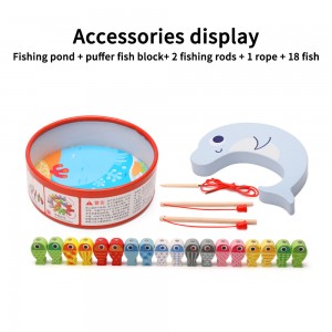 Wooden Beaded educational toys three in one fishing game balance block stacked high children’s barrel MZ0186