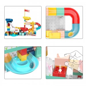 Kids Toys Marble Run Building Blocks 150PCS Kids Baby Blocks For Boys And Girls Standard Size Blocks, Compatible Classic Brands, Multi-Color, With Animal Stickers, Montessori Toy,17.5”Lx6.5”Wx15.5”H