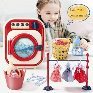Toddler Cleaning Set-Toy Washing Machine-Play Washer and Dryer for Kids-Electronic Toy Washer with Realistic Sounds and Functions, Pretend Role Play Appliance Toys for Toddlers