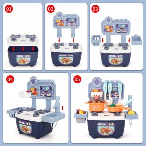 LBLA Kids Role Play Mini Kitchen Playset Toys,Little Chef Pretend Play Cooking Set with Cooking Kit Food Accessories for Children Girls Boys