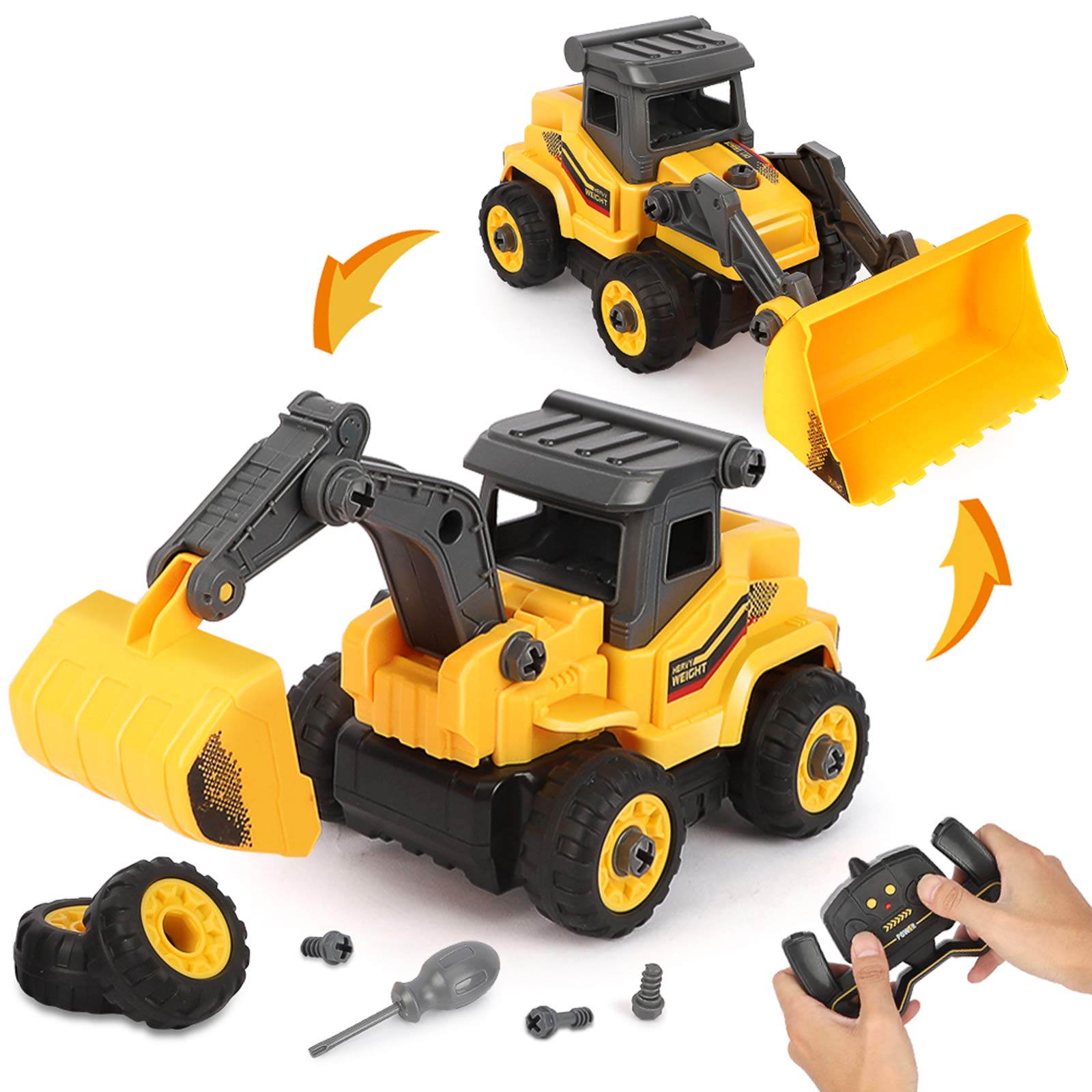 Hot New Products Bulldozing Toy Vehicles - BeebeeRun Take Apart Construction Toys – Construction Trucks for Boys – 2 in 1 RC Construction Vehicles – Remote Control Excavator and ...