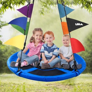 Giant 40″ Flying Saucer Tree Swing, Kids Indoor Outdoor Round Mat Swing,8 Bonus Colored Flags, 700 lb Weight Capacity, Steel Frame,Waterproof,Easy Install, Gift for Kids,Boys,Girls and Adult