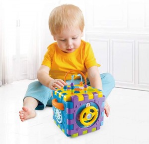 Arkmiido Activity Cube Center for Kids Educational Toys with Musical Piano, Bead Maze, Shape Matching, Steering Wheel and Wheel Gear
