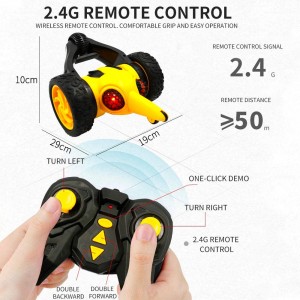 Arkmiido RC Car for Kids Remote Control Cars Toys 7-Functions 2.4 Ghz Off Road Race Cars Bumble Truck Light R/C Stunt Bee Vehicle Outdoor Indoor Rock Crawler Toys for Boys Girls (Yellow)