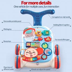 Sit-to-Stand Learning Walker Baby Walker Kids Activity Center, Entertainment Table Lights & Sounds, Music, Phone, Steering Wheel, Educational Push Toy for Babies, Toddlers