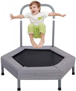 Trampoline for Kids 40″ Trampoline Rebounder for Kids Mini Trampoline with Handrail Durable Children Trampoline with Sponge Cloth Cover(Grey)