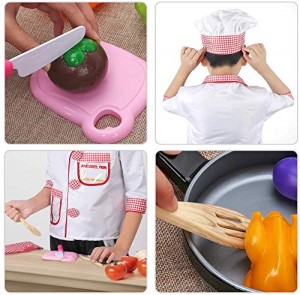 BeebeeRun Kids Cooking Set – Kids Chef Role Play Includes Apron, Chef Hat, Utensils for Toddler Girls Boys 3 4 5 6 Years Old, Dress Up Clothing Gifts