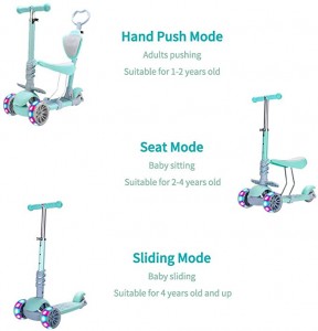 5 In 1 Kids Kick Scooter,Adjustable Scooter for Toddlers 1-6 Years Old Boy and Girls Support 20 kg