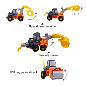 Ealing Take Apart Truck Toy Cars 3 in 2 Transformable Construction Vehicle Playset Converts to Bulldozer, Excavator and Road Roller Construction Trucks Stem Construction Toys for 3+ Year Old Boys