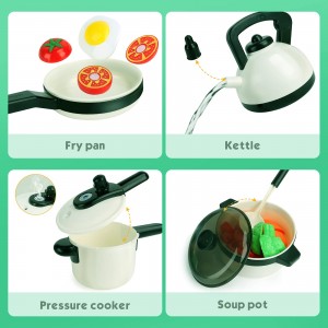 BeebeeRun Kitchen Toys,Kids Kitchen PlaySet with Electronic Induction Cooktop, Steam Pressure Pot,Cookware,Pretend Play Kitchen Accessories,Cut Play Food,Shopping Basket,Learning Gifts for Girls Boys