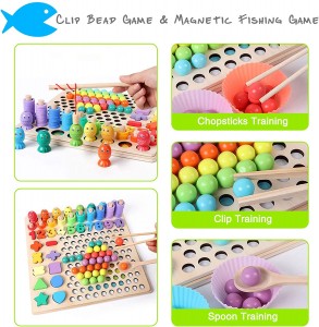 13 in 1 Wooden Peg Board with Magnetic Fishing Game | Bead Counting | Color Shape Sorting Game | Stacking Game | Montessori Toys for Toddlers 2-6 Year Old