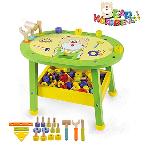 Factory Promotional Outdoor Toys - Arkmiido Kids Workbench Wooden Bear Master Workshop| Award Winning Kid’s Wooden Tool Bench Toy Pretend Play Creative Building Set, Solid Wood Toy Workbench...
