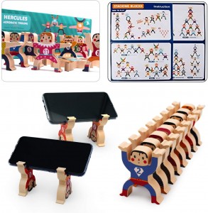 Ealing Wooden Hercules Building Stacking Game Educational Developmental Learning Toys for Kids Baby Toddlers 3 4 5 Years Old and Up (16 PCS)