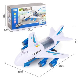 BeebeeRun Transport Cargo Airplane-Car Toys for Boys with Large Play Mat, Sounds Buttons Flashing Light,Vehicles Fire Trucks for Kids Toddlers,Gift for 3 4 5 6 Years Old