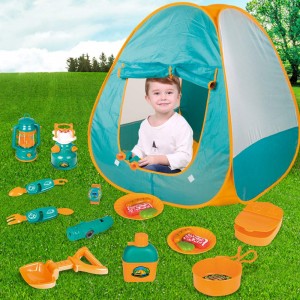 LBLA 20 PCs Kids Camping Set, Pop Up Tent with Kids Camping Gear Set, Outdoor Toys Camping Tools Set for 3 4 5 Kids Boys&Girls