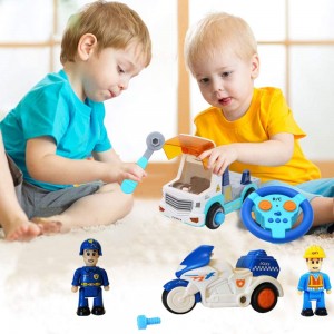 Take Apart Toys with Electric Drill- Toddler Remote Control Car- RC Construction Vehicles with Sound and Light- Take Apart Remote Control Car for Toddlers Kids Girls Boys 3-5