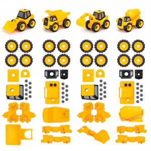 BeebeeRun 5 in 1 Take Apart Truck Construction Set – DIY Engineering Building Trailer Vehicles PlaySet, STEM Education Learning Toy w/ Electric Drill, Gift Toys for Boys 3 4 5 6 7 Year Olds