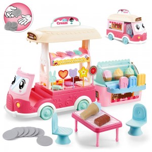 BeebeeRun Ice Cream Cart Toys for Toddlers – 50 PCS Ice Cream Truck for Kids and Play Food Selling Car with Ice Cream Candy Lollipop, Gift for 2 3 4 5 Year Old Girls