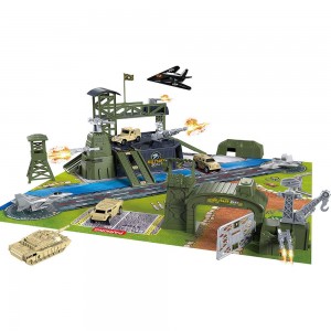 BeebeeRun 34 Pieces Military Base Set, Army Men Playset with Vehicles Accessories and Play Map, Plastic Christmas Toys Gifts for 3 4 5 6 7 8 Year Old Boys Girls Kids