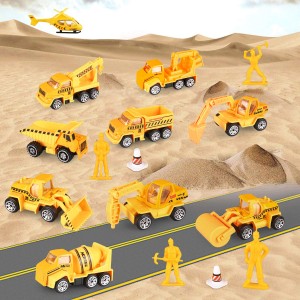 Construction Vehicles Truck Toys Set, Mini Engineering Construction Truck Car Track Parking Lot with Play Mat, Helicopter, Excavator Car Garage Toys Gifts for Boys Kids Girls 3 4 5 6 Years Old