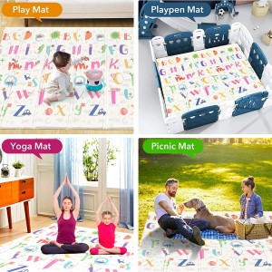 Foldable Baby Play Mat 0.6 Inch Thick Waterproof Baby Crawling Mat 79” x 71” Extra Large Play Mats for Babies Reversible Multifunctional Mats (Letter)
