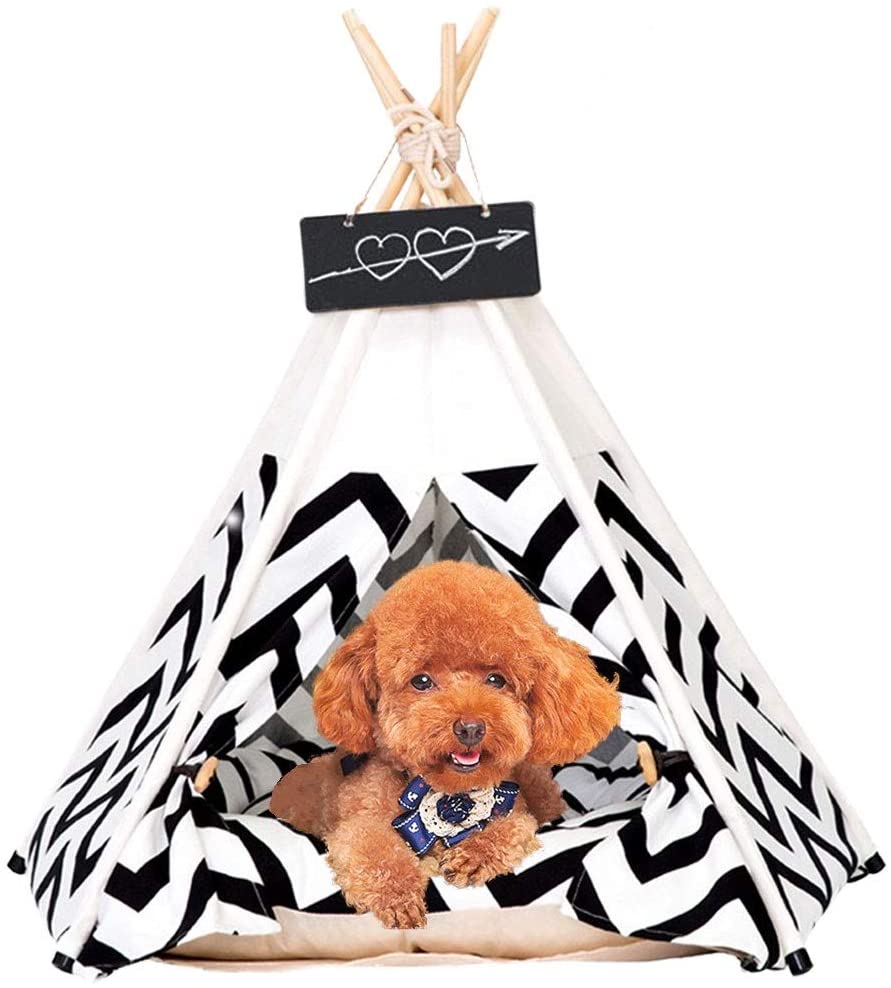 China OEM Kids Swing Accessories - Arkmiido Pet Tent for Dogs Puppy Cat Bed White Canvas Dog Cute House Pet Teepee with Cushion 24inch Indoor Outdoor – Ealing