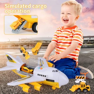 Car Toys Set with Transport Cargo Airplane Educational Construction Toys Trucks Set for 3 4 5 6 Year Old Boys Kids Girls 23.6×23.4 Inch Play Mat, 6 trucks,1 Large Plane, 11 Road Signs, 1 User’s Manual